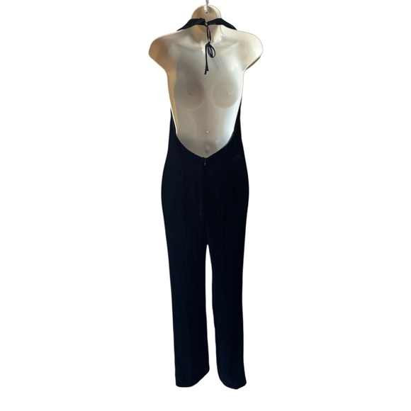 Emporio Armani Velvet Halter Jumpsuit Black Size 6 US Formal Cocktail Evening - Picture 4 of 5